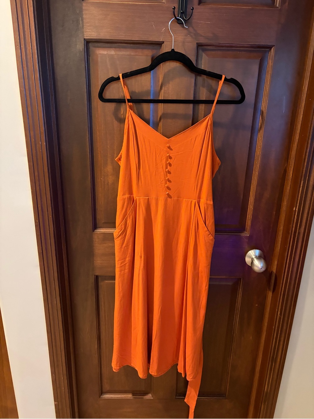 Market & Spruce Orange Spaghetti Strap Midi Dress